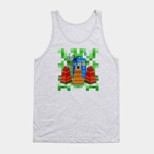 8bit Robot Droid Dalek With Blue Phone box Tank Top